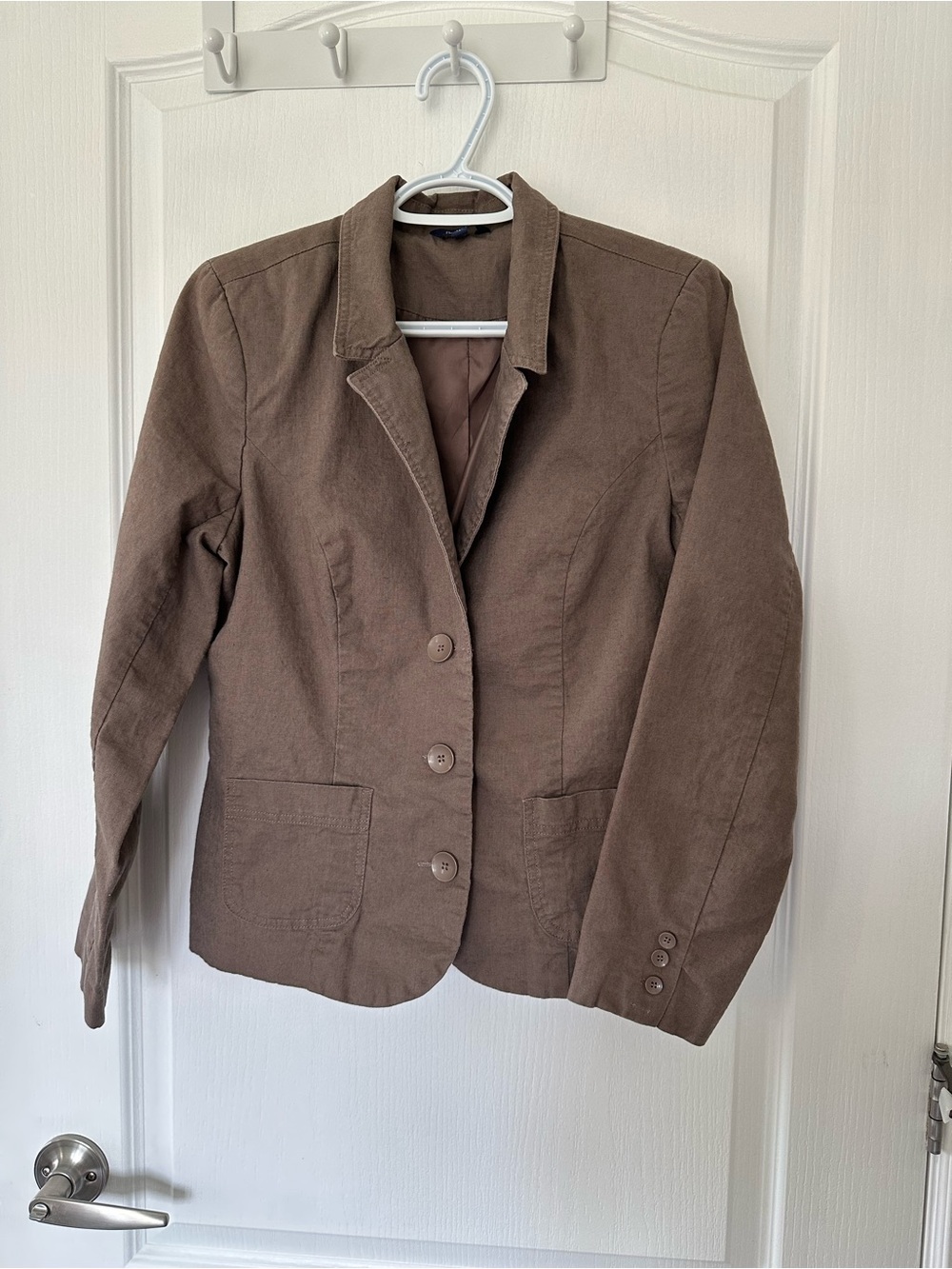 Reitman’s Muted Brown Linen Blend Button Down Blazer Jacket Cottagecore Academia - Picture 2 of 8